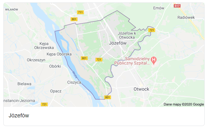 Mapa okolic miasta Józefów - terenu działań komornika Arona Czubkowskiego
