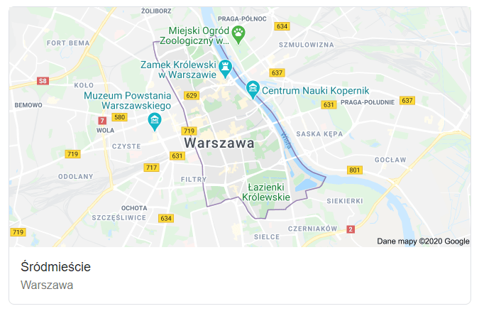 Mapa ulic dzielnicy Warszawa Śródmieście - terenu działań komornika Arona Czubkowskiego