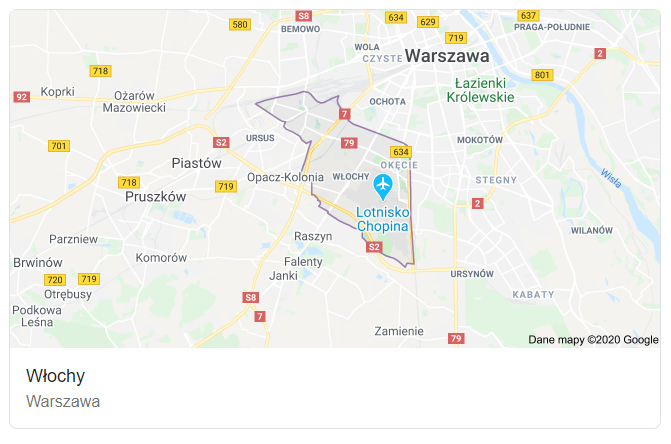 Mapa ulic dzielnicy Warszawa Włochy - terenu działań komornika Arona Czubkowskiego