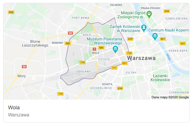Mapa ulic dzielnicy Warszawa Wola - terenu działań komornika Arona Czubkowskiego